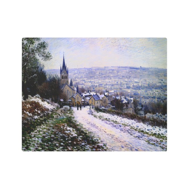 Entering the Village of Vétheuil in Winter Metal Print (Front)