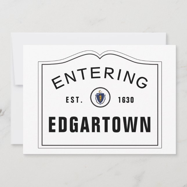 Entering Town Massachusetts Sign Invitation (Front)