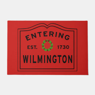 Entering Wilmington MA Christmas Doormat