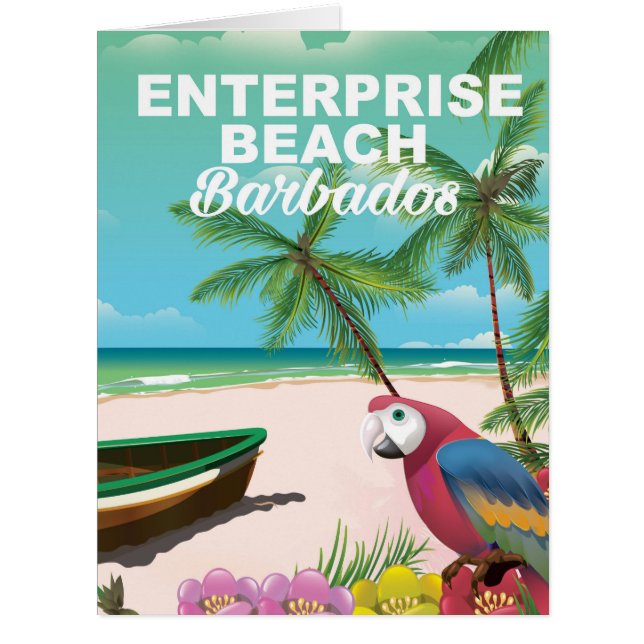 Enterprise Beach Barbados vacation poster Cards (Front)