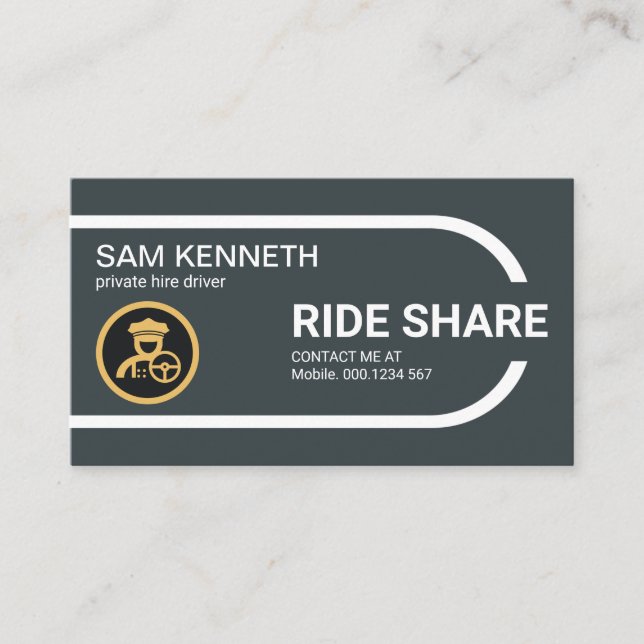 Enterprising Rounded Column Border Ride Share Business Card (Front)