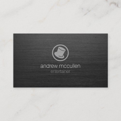 Entertainer Top Hat Icon Dark Brushed Metal Business Card