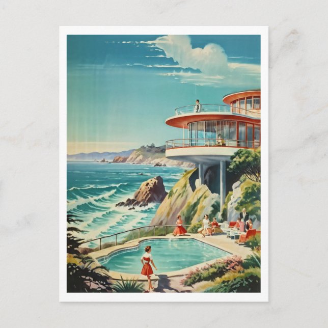 Entertaining at the Overlook House California Postcard (Front)