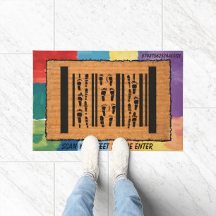 Entertaining Footprint Barcode Funny Barcode Doormat