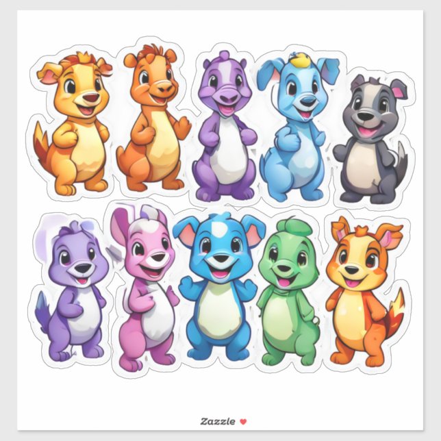 Entertaining set of cartoon animal stickers (Sheet)