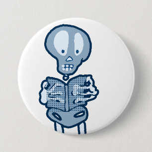 Enthralled Ethan Literary Skeleton with Book Button