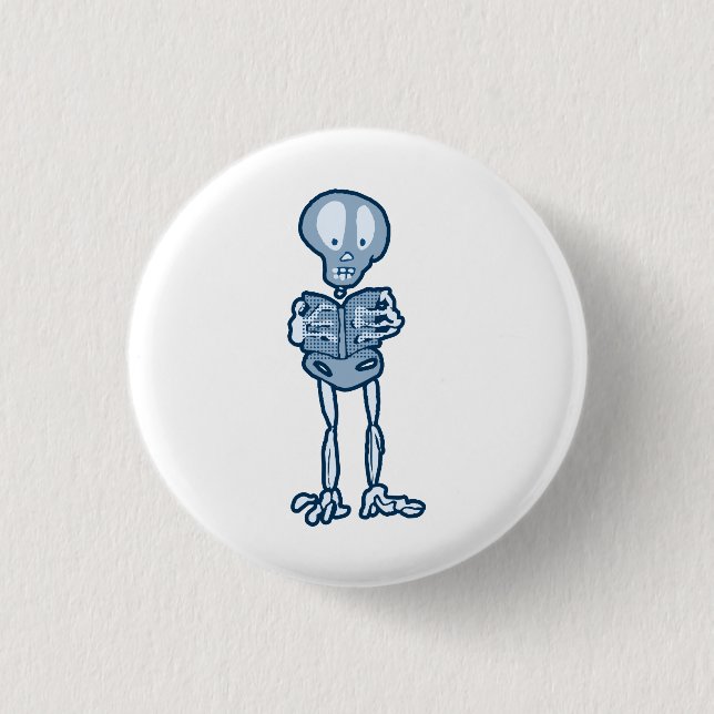 Enthralled Ethan Literary Skeleton with Book Button (Front)