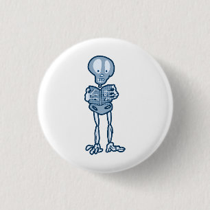 Enthralled Ethan Literary Skeleton with Book Button