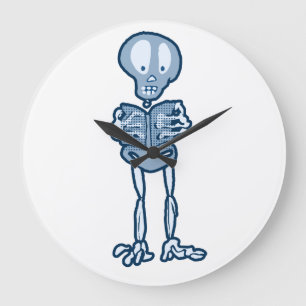 Enthralled Ethan Literary Skeleton with Book Large Clock