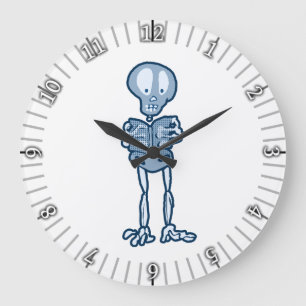 Enthralled Ethan Literary Skeleton with Book Large Clock
