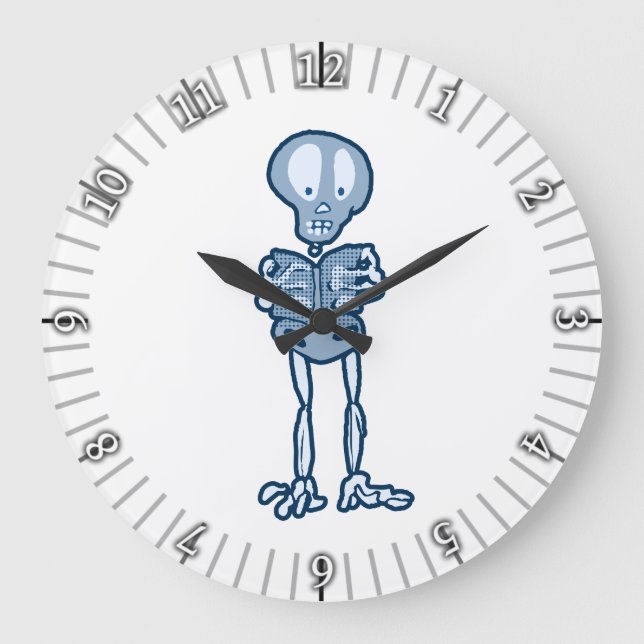 Enthralled Ethan Literary Skeleton with Book Large Clock (Front)