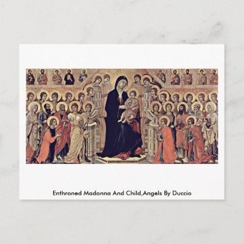 Enthroned Madonna And ChildAngels By Duccio Postcard