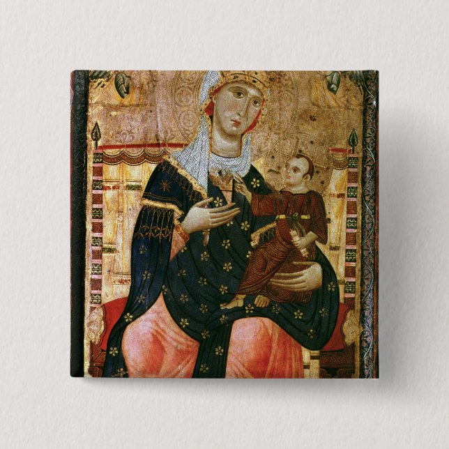 Enthroned Madonna and Child, c.1260 Pinback Button (Front)