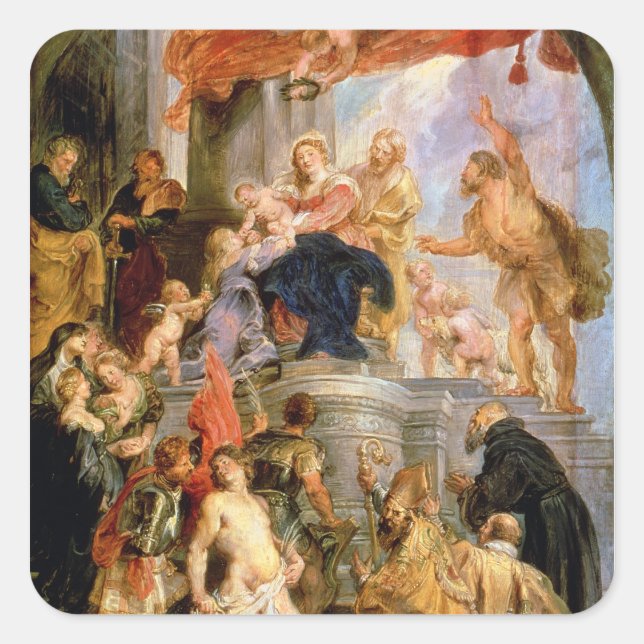 Enthroned Madonna with Child Square Sticker (Front)