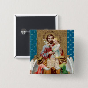 Enthroned St. Joseph Receiving Vatican Maquette Button