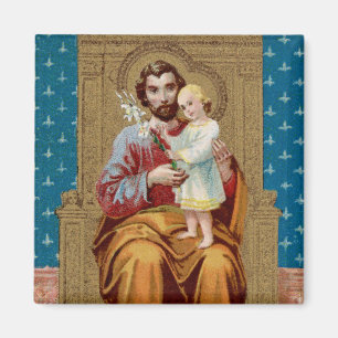 Enthroned St. Joseph with Toddler Christ Child Magnet