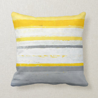 'Enthused' Grey and Yellow Abstract Art Pillow