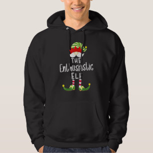 Enthusiastic Elf Group Christmas Pajama Party Hoodie