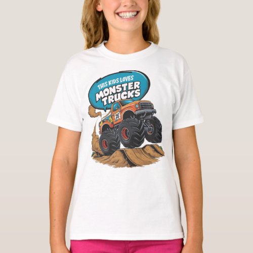 Enthusiastic Kid and Monster Truck T_Shirt
