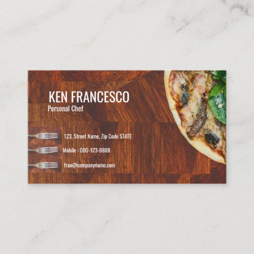 Enticing Tempting Delicious Pizza Business Card