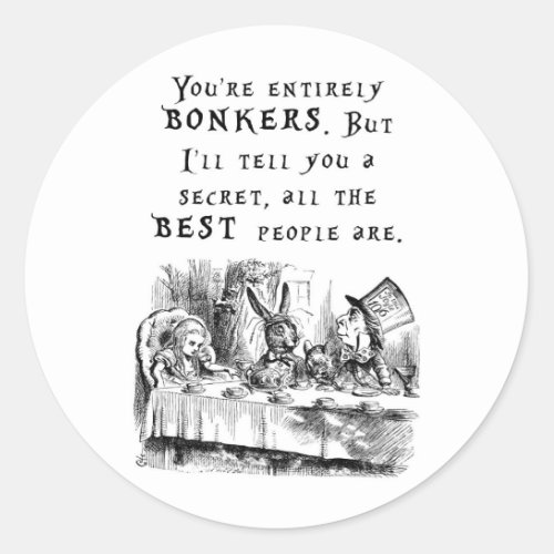 entirely bonkers A4 Classic Round Sticker