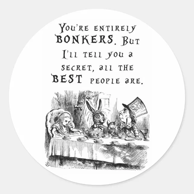 entirely bonkers A4 Classic Round Sticker | Zazzle