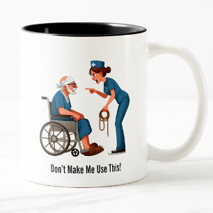 Entitled Elderly Patient Gets Hogtie Therapy Two-T Two-Tone Coffee Mug