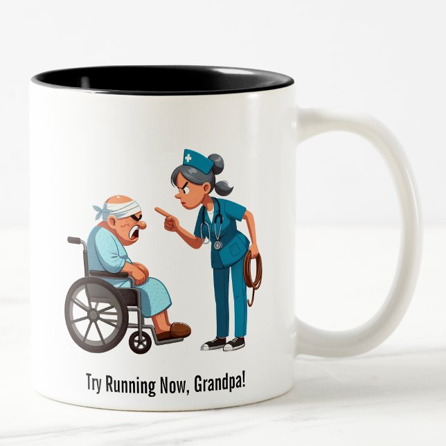 Entitled Elderly Patient Gets Hogtie Therapy Two-T Two-Tone Coffee Mug (Creator Uploaded)