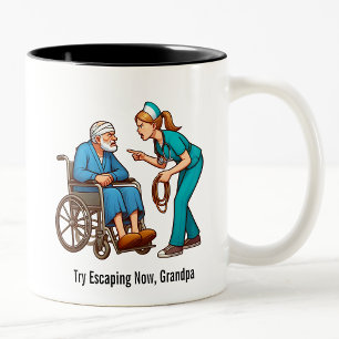Entitled Elderly Patient Gets Hogtie Therapy Two-T Two-Tone Coffee Mug
