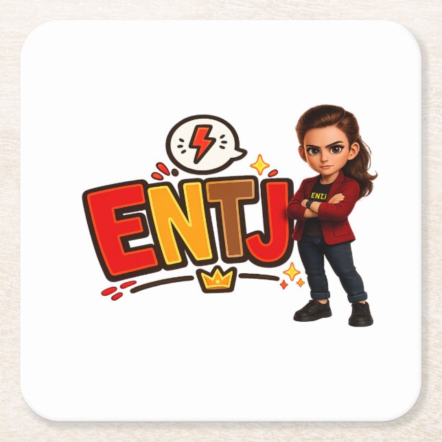 ENTJ — The Visionary Conqueror Square Paper Coaster (Front)