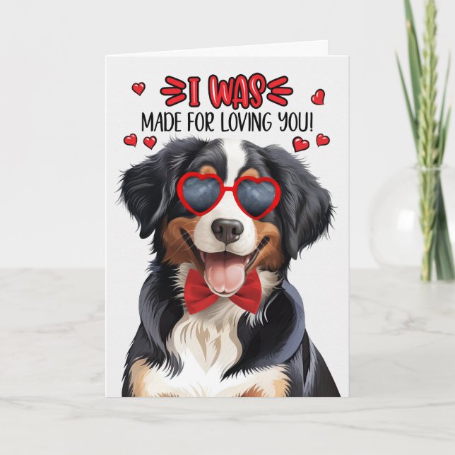 Entlebucher Mountain Dog Made Loving You Valentine Holiday Card (Front)