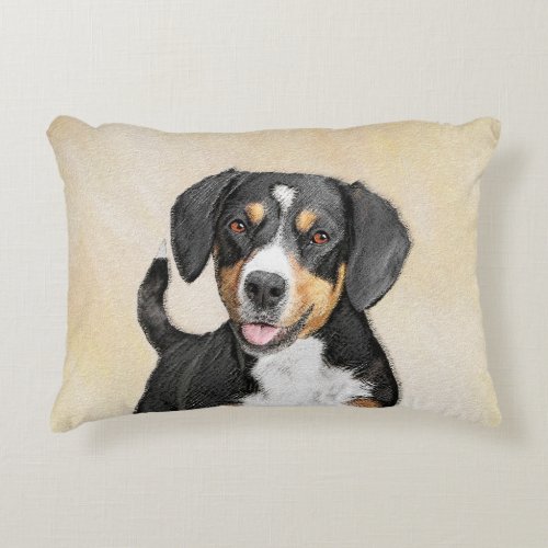 Entlebucher Mountain Dog Painting _ Original Art Accent Pillow