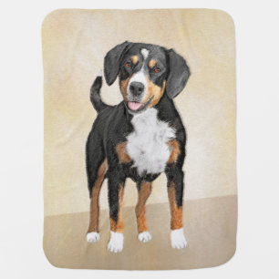 Entlebucher Mountain Dog Painting - Original Art Baby Blanket