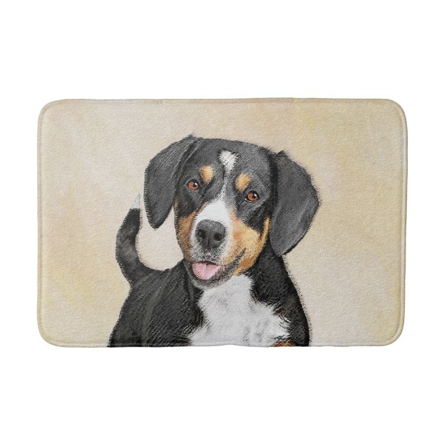 Entlebucher Mountain Dog Painting - Original Art Bath Mat (Front)