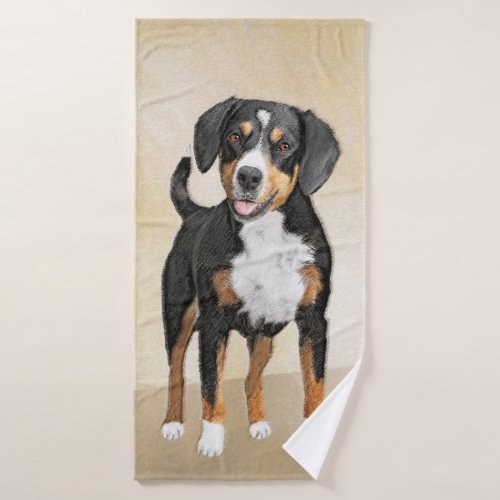 Entlebucher Mountain Dog Painting _ Original Art Bath Towel Set