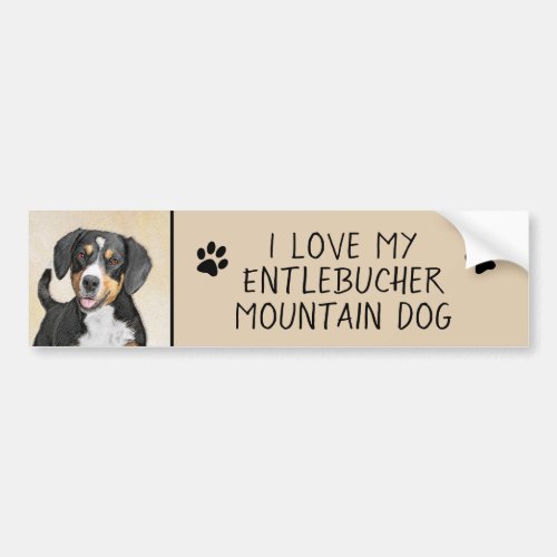 Entlebucher Mountain Dog Painting _ Original Art Bumper Sticker