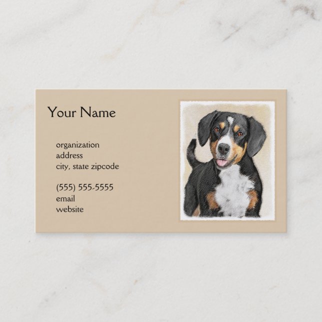 Entlebucher Mountain Dog Painting - Original Art Business Card (Front)