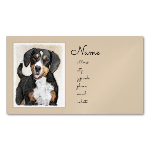 Entlebucher Mountain Dog Painting _ Original Art Business Card Magnet
