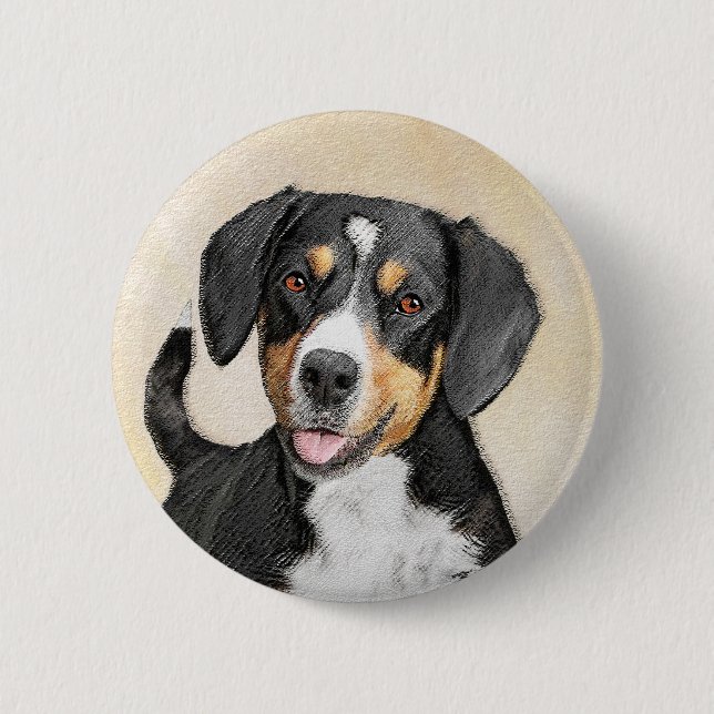 Entlebucher Mountain Dog Painting - Original Art Button (Front)
