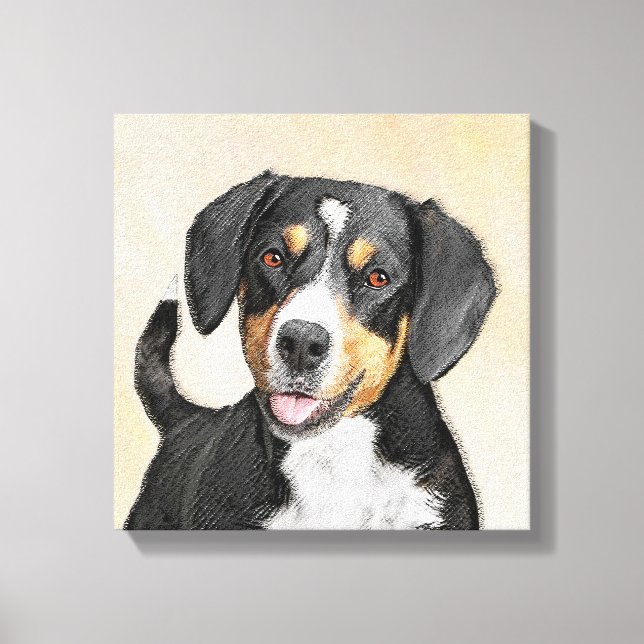 Entlebucher Mountain Dog Painting - Original Art Canvas Print (Front)
