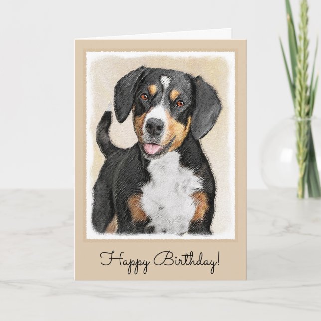 Entlebucher Mountain Dog Painting - Original Art Card (Front)