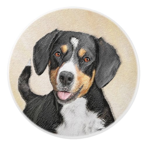 Entlebucher Mountain Dog Painting _ Original Art Ceramic Knob