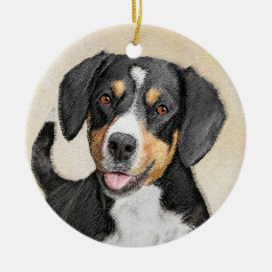 Entlebucher Mountain Dog Painting - Original Art Ceramic Ornament