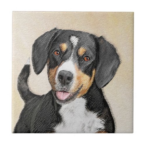 Entlebucher Mountain Dog Painting _ Original Art Ceramic Tile