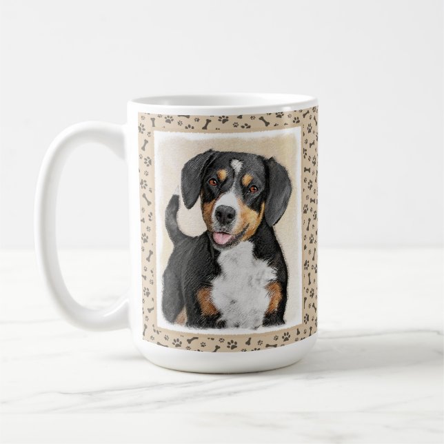 Entlebucher Mountain Dog Painting - Original Art Coffee Mug (Left)