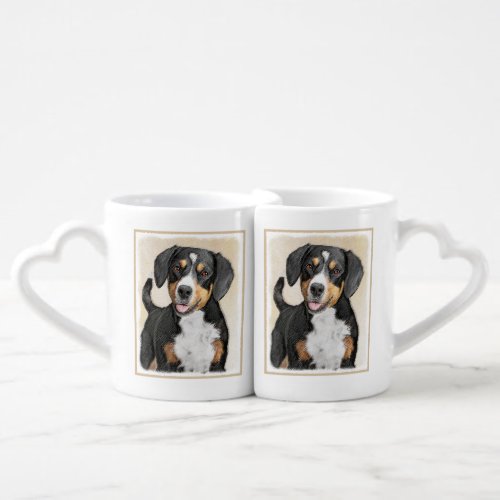 Entlebucher Mountain Dog Painting _ Original Art Coffee Mug Set