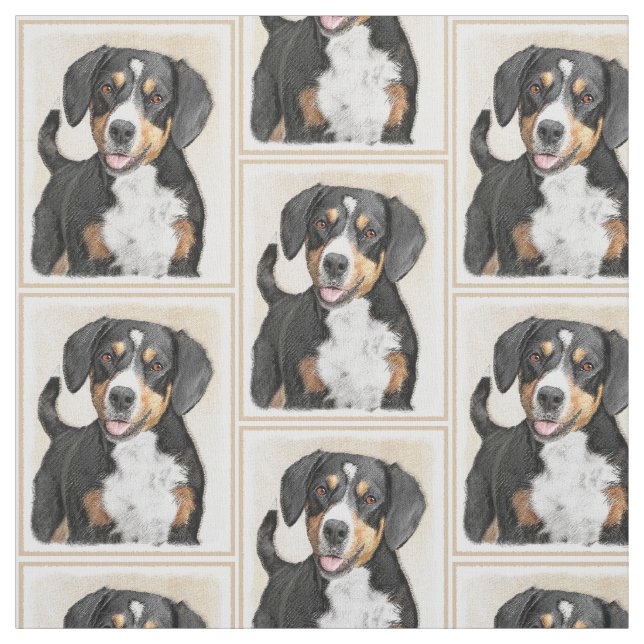 Entlebucher Mountain Dog Painting - Original Art Fabric (Swatch)