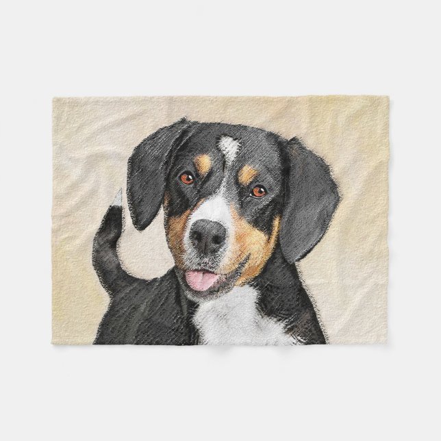Entlebucher Mountain Dog Painting - Original Art Fleece Blanket (Front (Horizontal))