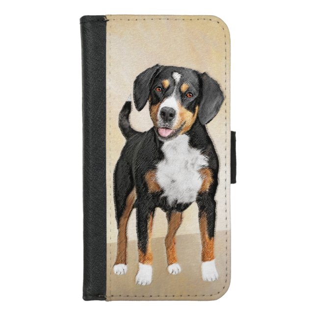 Entlebucher Mountain Dog Painting - Original Art iPhone Wallet Case (Front)