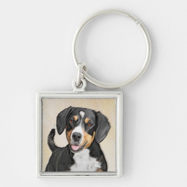 Entlebucher Mountain Dog Painting - Original Art Keychain (Front)